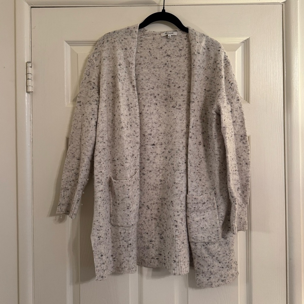 Madewell Speckled Gray Open-Front Cardigan